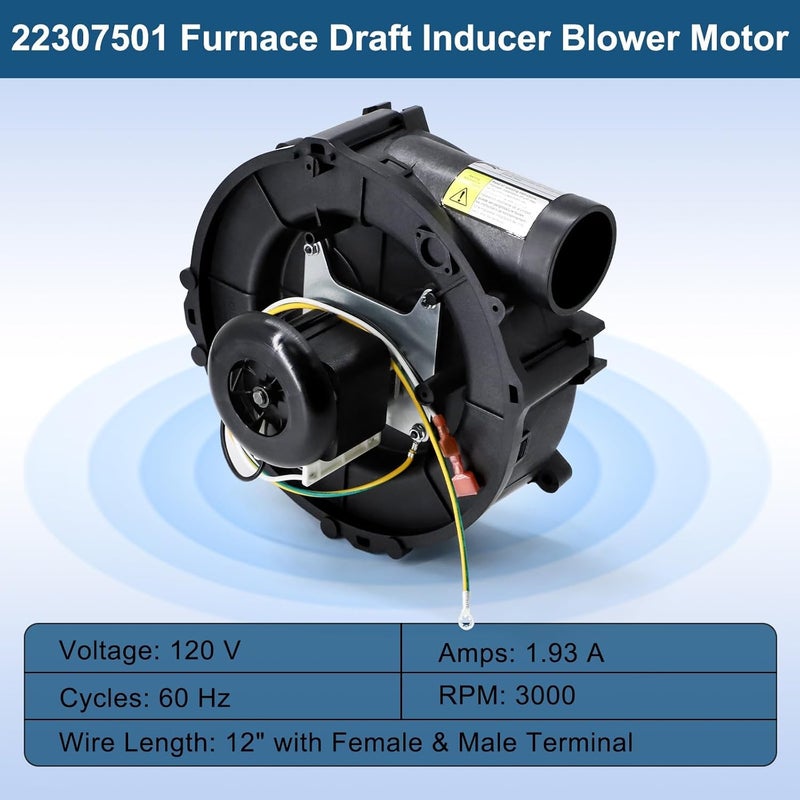 Aibabcue Furnace Draft Inducer Blower Motor Replaces Goodman 0171M00001S, 22307501, Jakel J238-150-15293, 119384-00, Rotom FB-RFB501 Furnaces Blower - Image 2